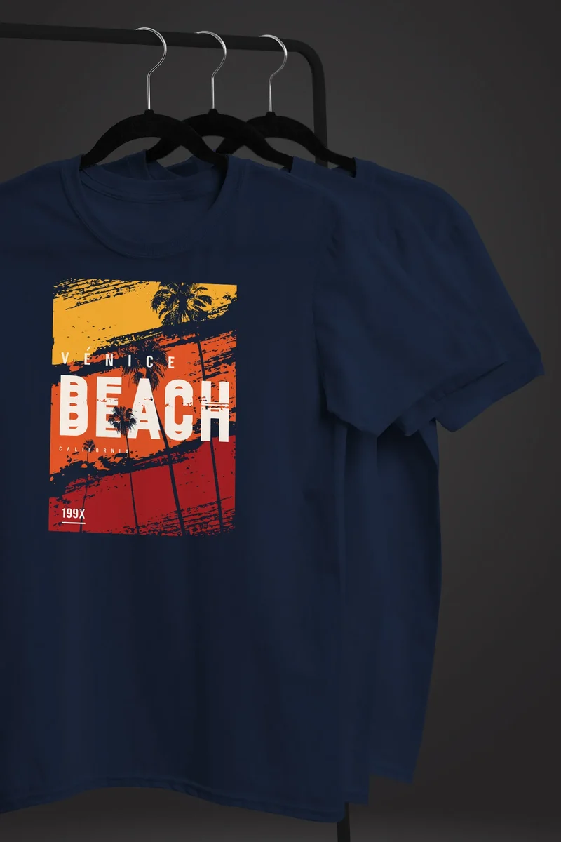 Herren T-Shirt Sommer Venice Beach Surfing Motiv Aufdruck Strand Palmen Fashion Streetstyle
