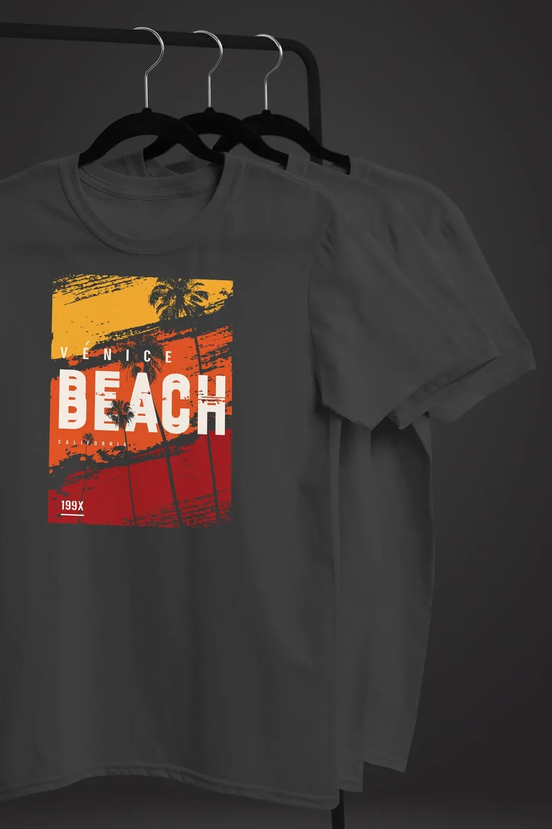 Herren T-Shirt Sommer Venice Beach Surfing Motiv Aufdruck Strand Palmen Fashion Streetstyle