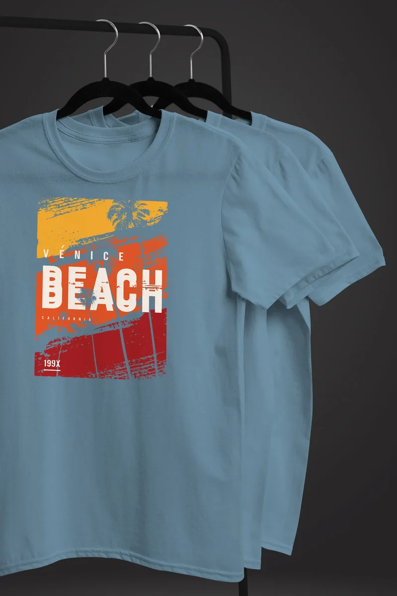 Herren T-Shirt Sommer Venice Beach Surfing Motiv Aufdruck Strand Palmen Fashion Streetstyle
