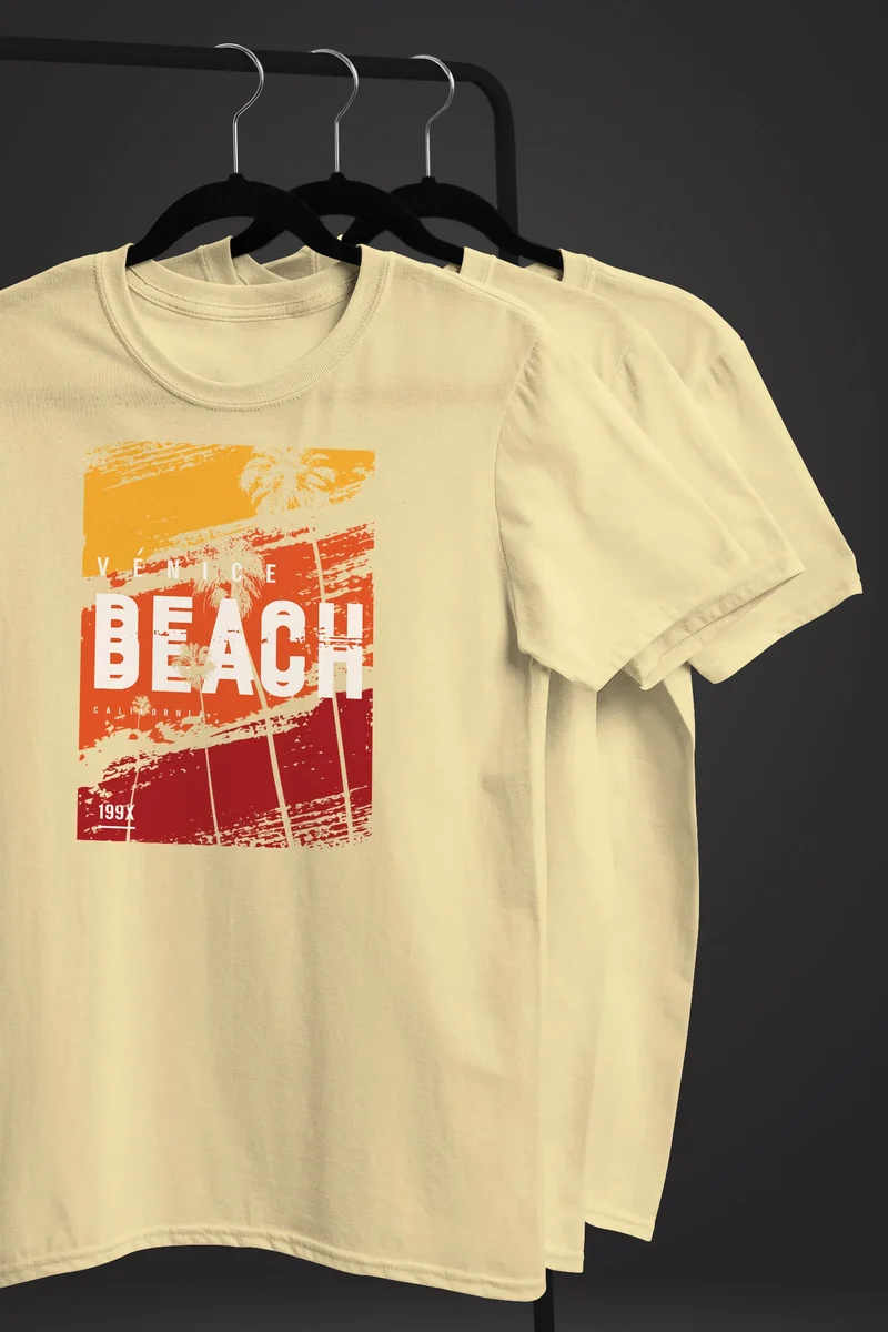 Herren T-Shirt Sommer Venice Beach Surfing Motiv Aufdruck Strand Palmen Fashion Streetstyle
