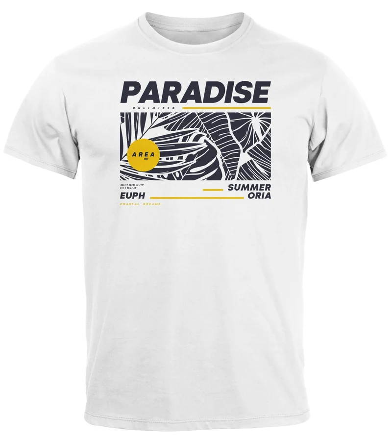 Herren T-Shirt Paradise Unlimited Sommer Motiv Aufdruck Techwear Fashion Streetstyle