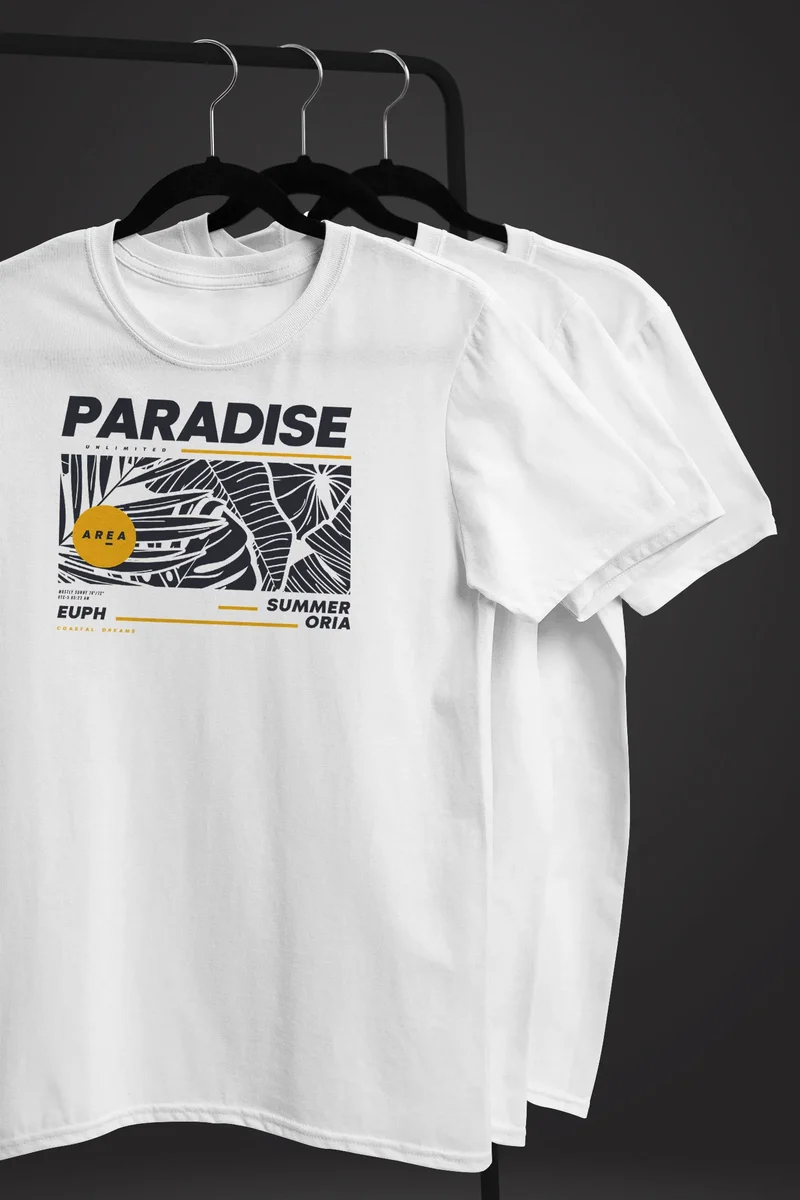 Herren T-Shirt Paradise Unlimited Sommer Motiv Aufdruck Techwear Fashion Streetstyle