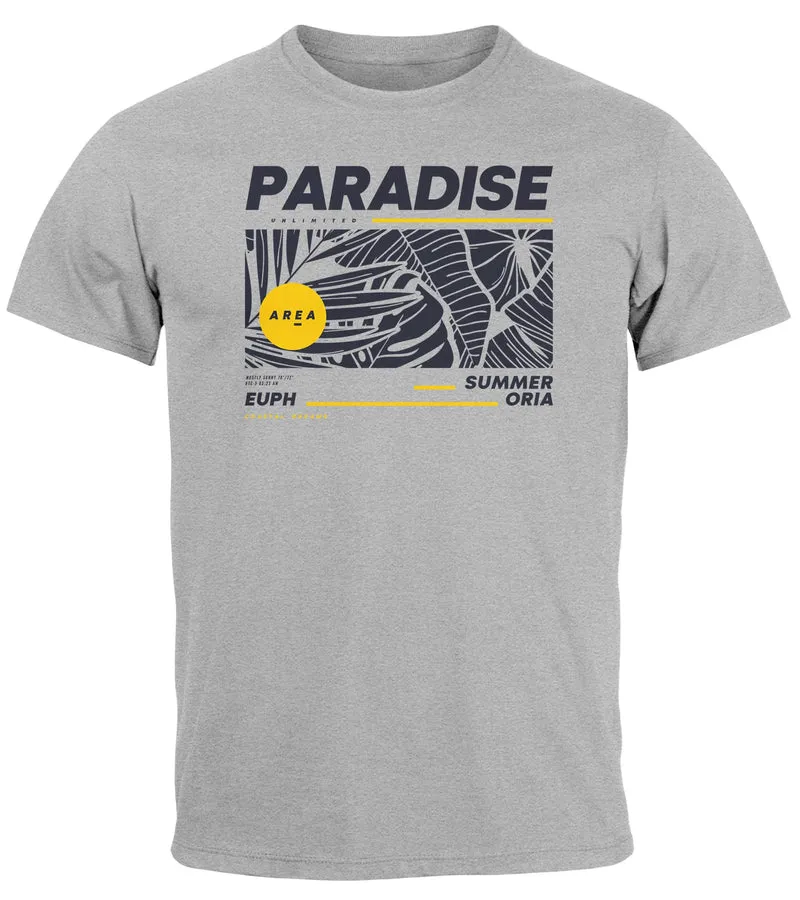 Herren T-Shirt Paradise Unlimited Sommer Motiv Aufdruck Techwear Fashion Streetstyle