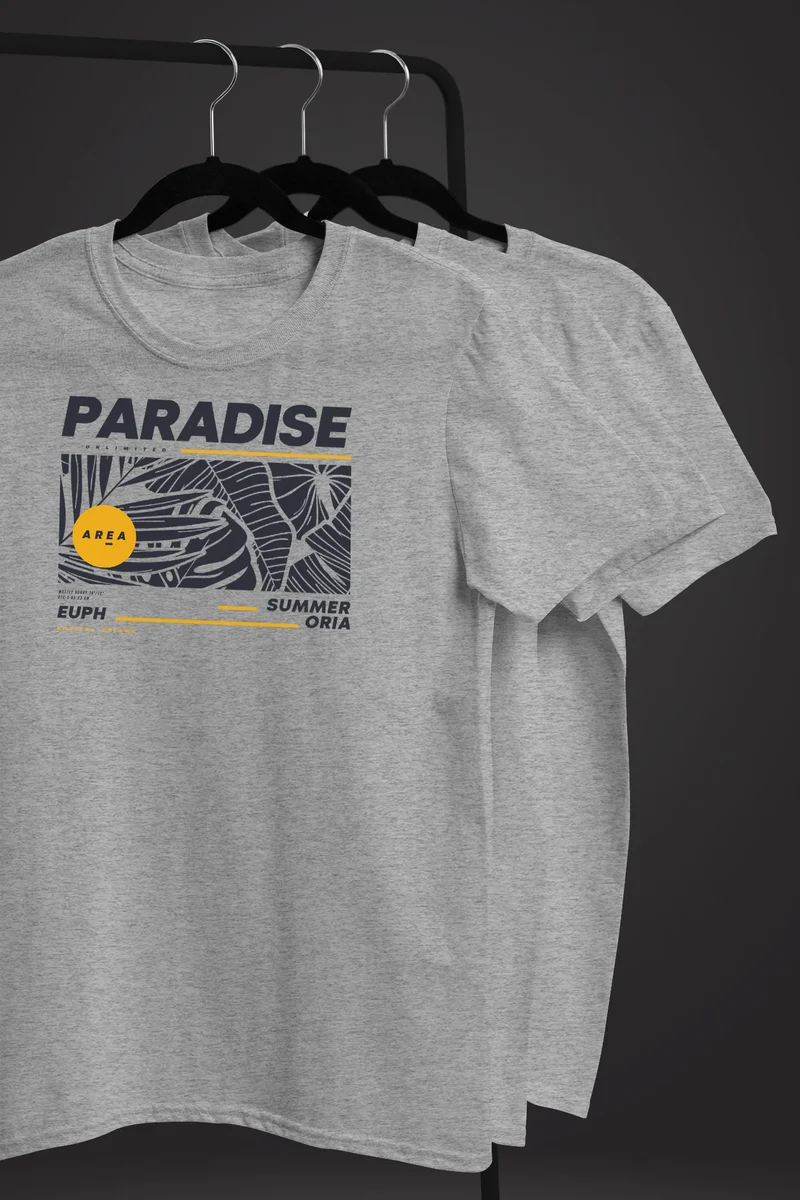 Herren T-Shirt Paradise Unlimited Sommer Motiv Aufdruck Techwear Fashion Streetstyle