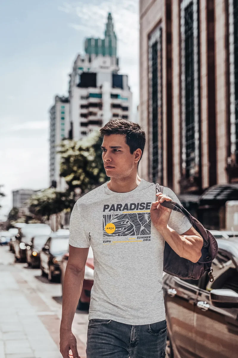 Herren T-Shirt Paradise Unlimited Sommer Motiv Aufdruck Techwear Fashion Streetstyle