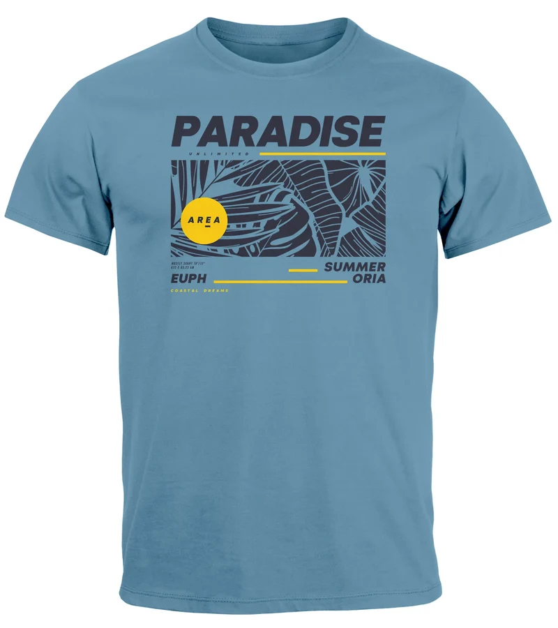 Herren T-Shirt Paradise Unlimited Sommer Motiv Aufdruck Techwear Fashion Streetstyle