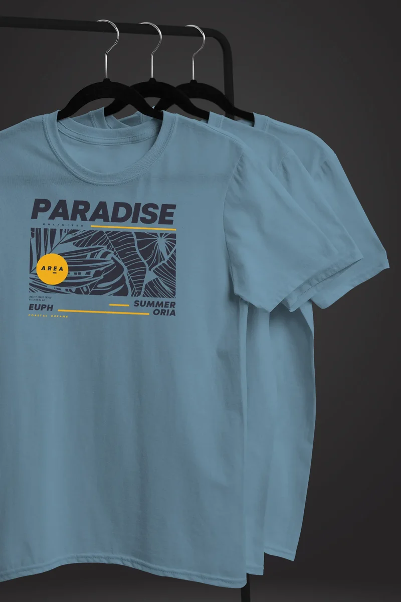 Herren T-Shirt Paradise Unlimited Sommer Motiv Aufdruck Techwear Fashion Streetstyle