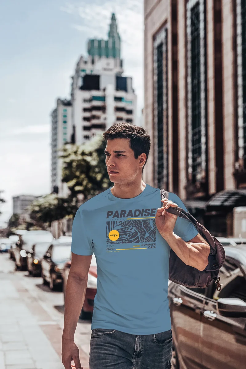 Herren T-Shirt Paradise Unlimited Sommer Motiv Aufdruck Techwear Fashion Streetstyle