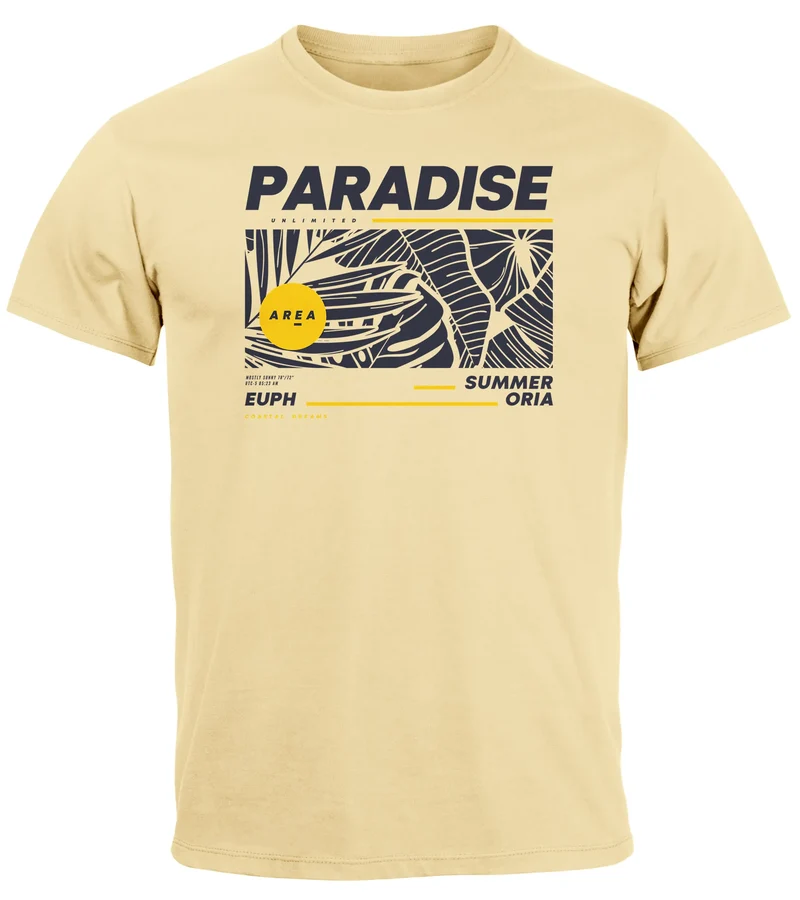 Herren T-Shirt Paradise Unlimited Sommer Motiv Aufdruck Techwear Fashion Streetstyle