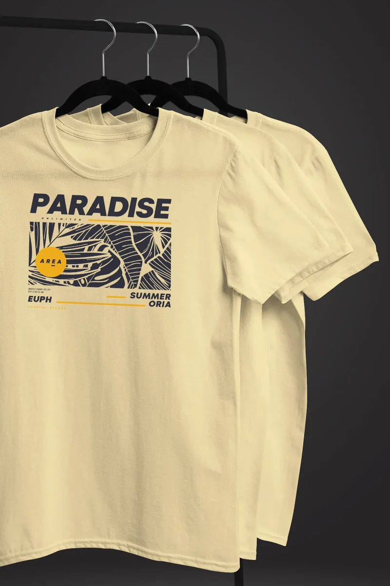 Herren T-Shirt Paradise Unlimited Sommer Motiv Aufdruck Techwear Fashion Streetstyle