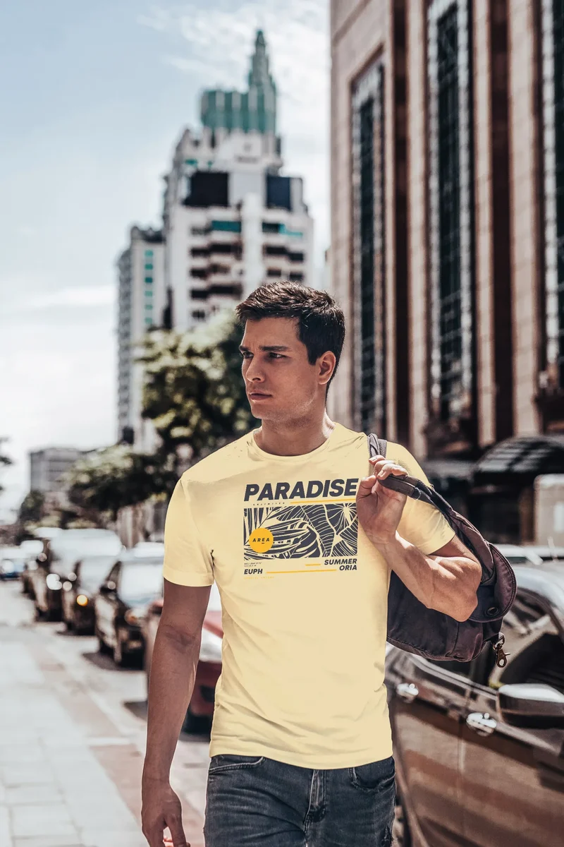 Herren T-Shirt Paradise Unlimited Sommer Motiv Aufdruck Techwear Fashion Streetstyle
