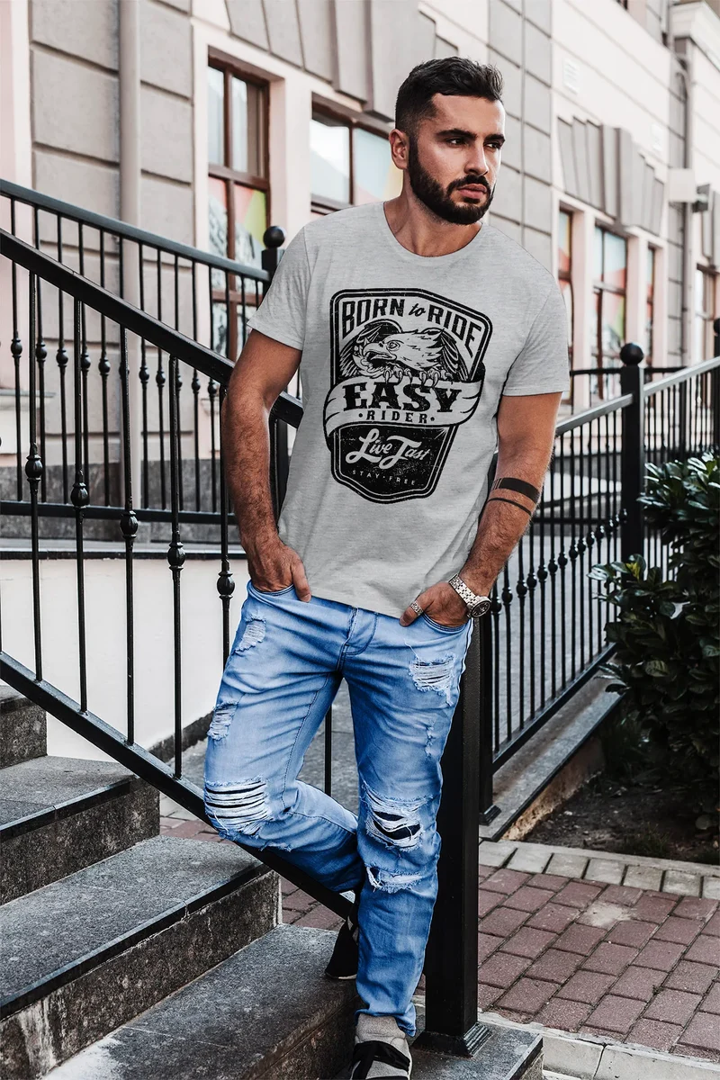 Biker Herren T-Shirt Easy Rider - Born To Ride Slim Fit
