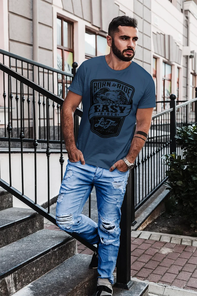 Biker Herren T-Shirt Easy Rider - Born To Ride Slim Fit