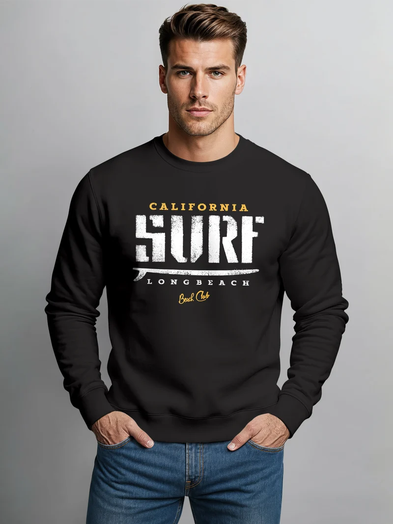 Cooles Sweatshirt Herren Surf Vintage Druck Rundhals-Pullover
