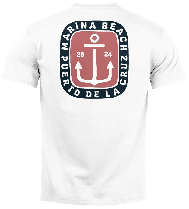 Herren T-Shirt Backprint Anker Motiv Maritim Sommer Segeln Fashion Streetstyle