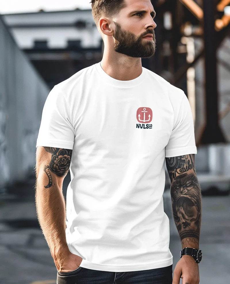 Herren T-Shirt Backprint Anker Motiv Maritim Sommer Segeln Fashion Streetstyle