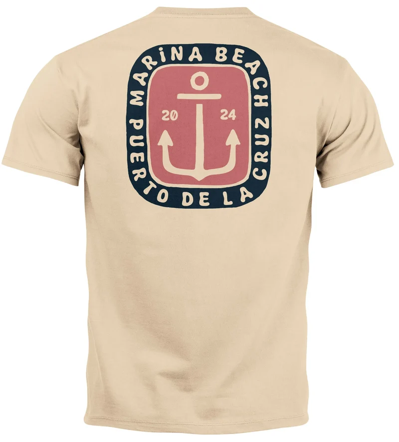 Herren T-Shirt Backprint Anker Motiv Maritim Sommer Segeln Fashion Streetstyle