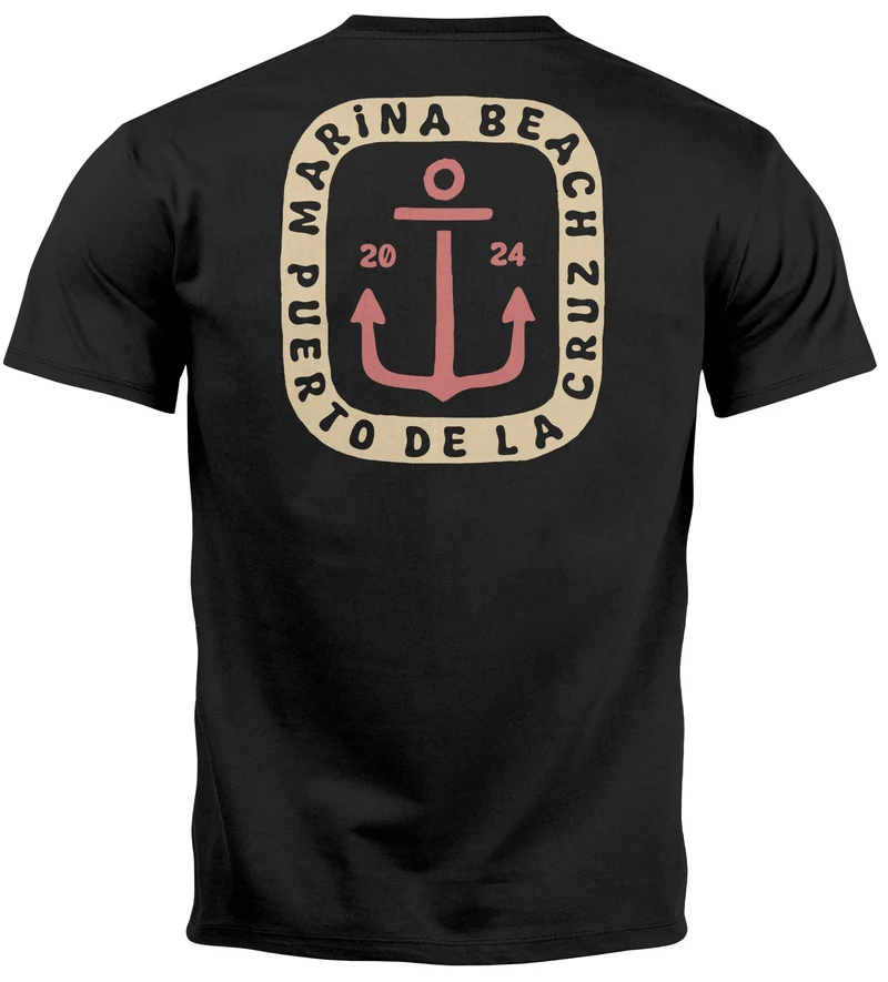 Herren T-Shirt Backprint Anker Motiv Maritim Sommer Segeln Fashion Streetstyle