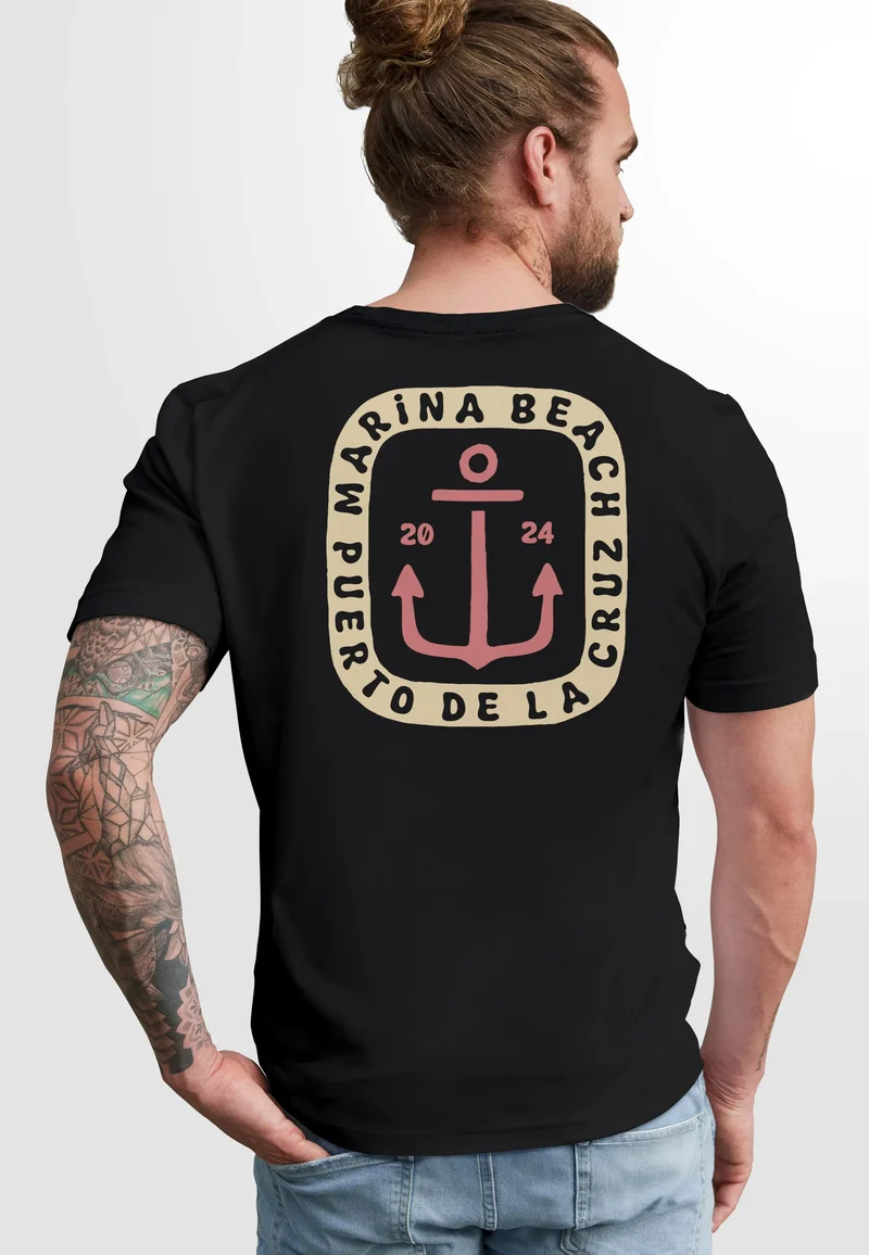 Herren T-Shirt Backprint Anker Motiv Maritim Sommer Segeln Fashion Streetstyle