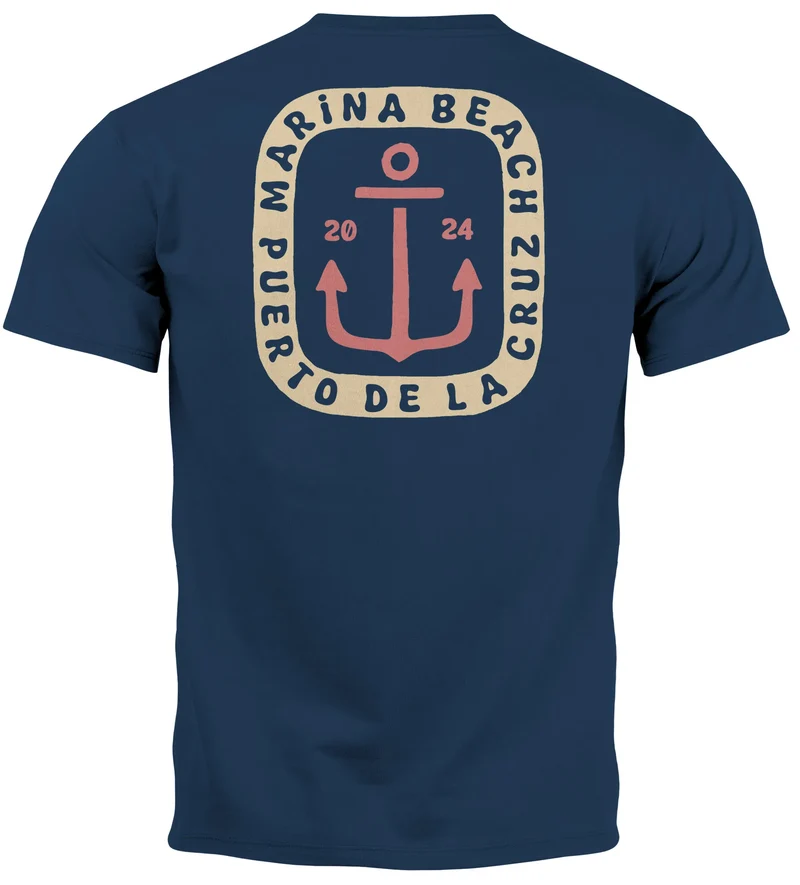 Herren T-Shirt Backprint Anker Motiv Maritim Sommer Segeln Fashion Streetstyle