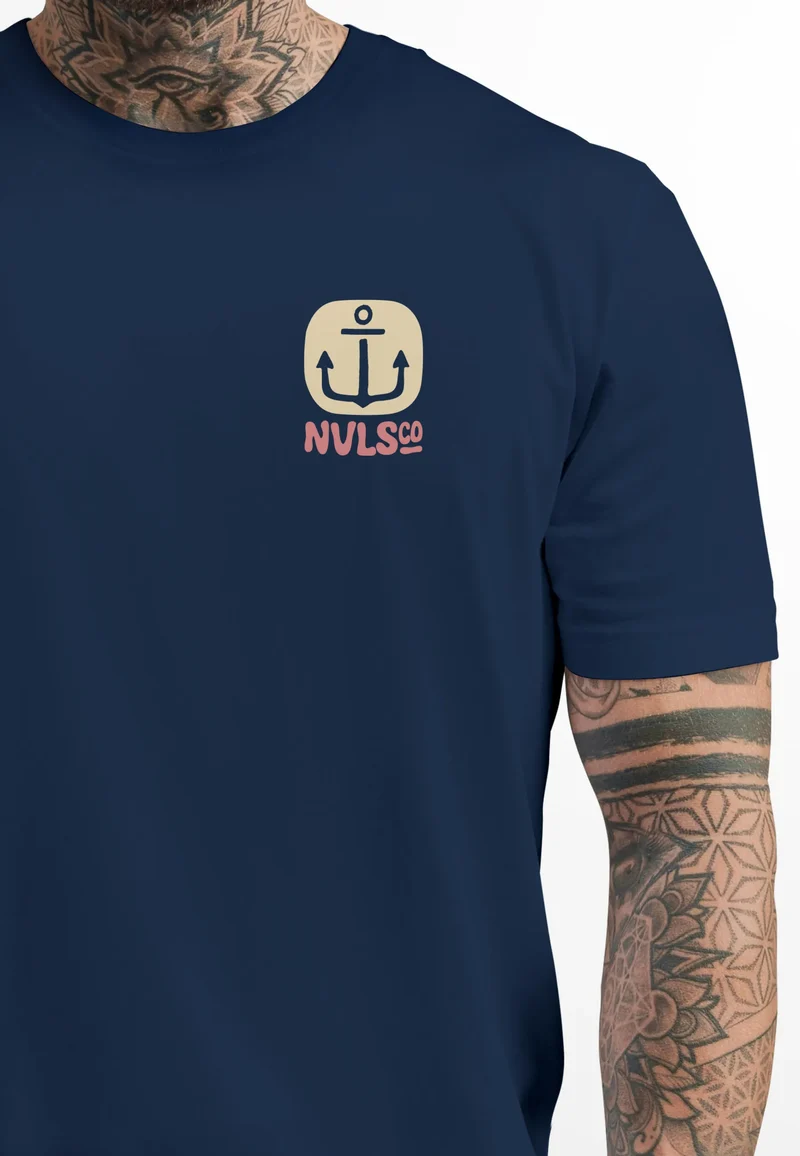 Herren T-Shirt Backprint Anker Motiv Maritim Sommer Segeln Fashion Streetstyle