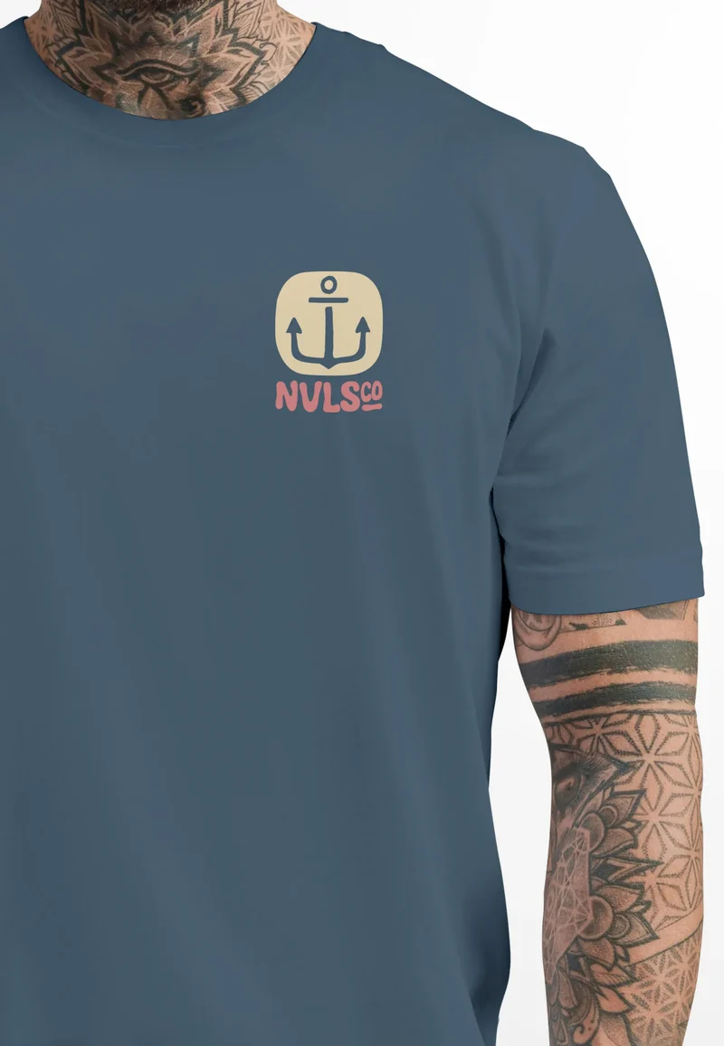 Herren T-Shirt Backprint Anker Motiv Maritim Sommer Segeln Fashion Streetstyle