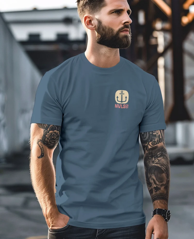Herren T-Shirt Backprint Anker Motiv Maritim Sommer Segeln Fashion Streetstyle
