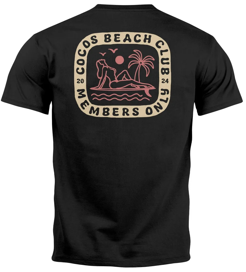 Herren T-Shirt Backprint Sommer Sonne Palmen Meer Printshirt Aufdruck Fashion Streetstyle