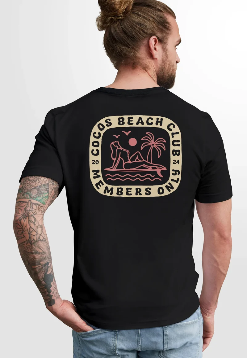 Herren T-Shirt Backprint Sommer Sonne Palmen Meer Printshirt Aufdruck Fashion Streetstyle