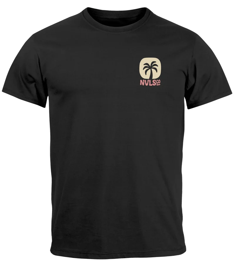 Herren T-Shirt Backprint Sommer Sonne Palmen Meer Printshirt Aufdruck Fashion Streetstyle