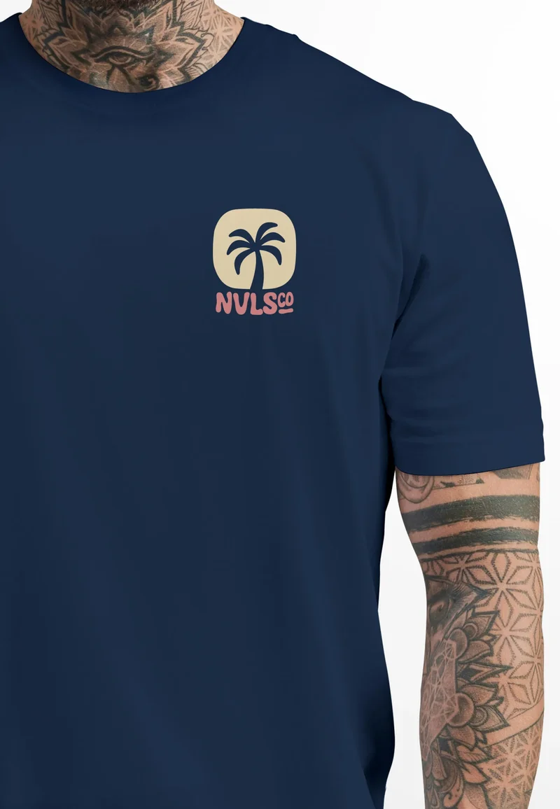 Herren T-Shirt Backprint Sommer Sonne Palmen Meer Printshirt Aufdruck Fashion Streetstyle