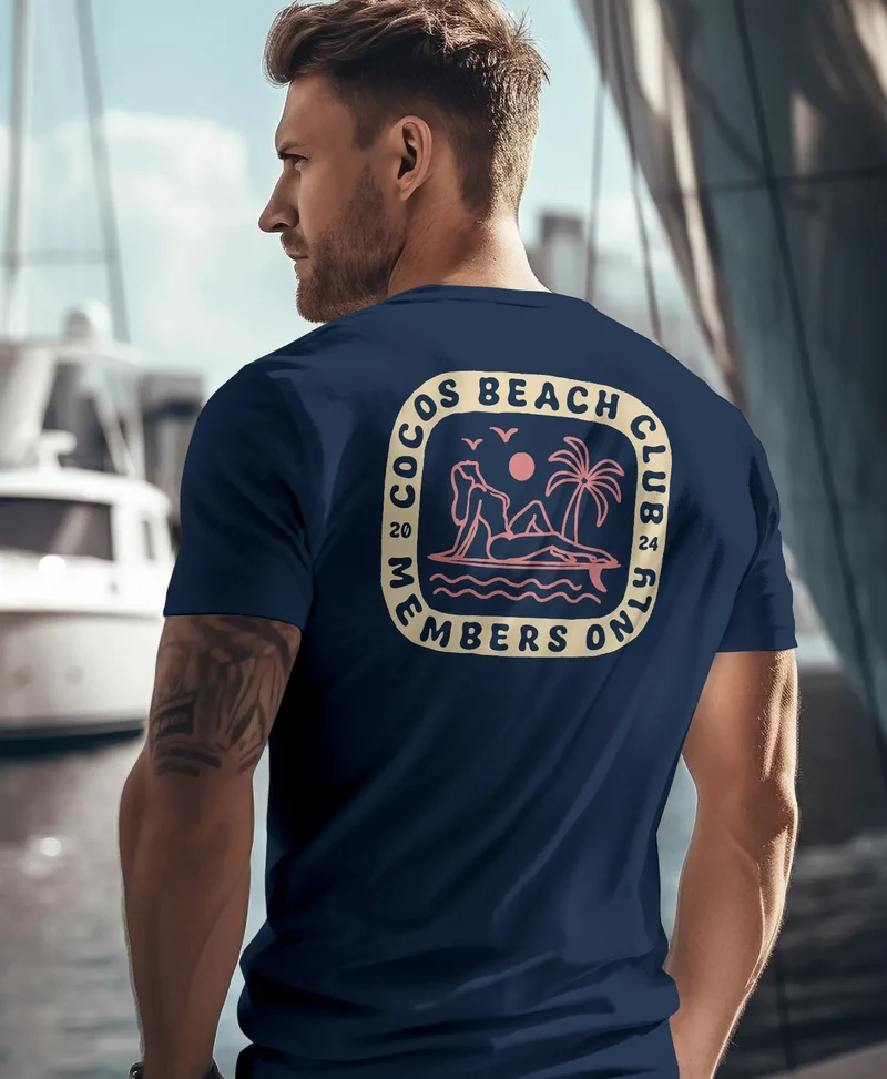 Herren T-Shirt Backprint Sommer Sonne Palmen Meer Printshirt Aufdruck Fashion Streetstyle