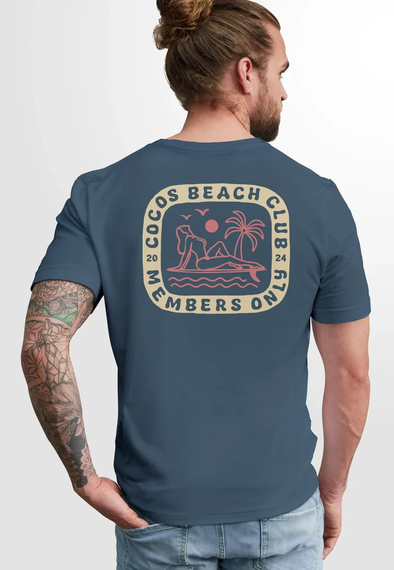 Herren T-Shirt Backprint Sommer Sonne Palmen Meer Printshirt Aufdruck Fashion Streetstyle