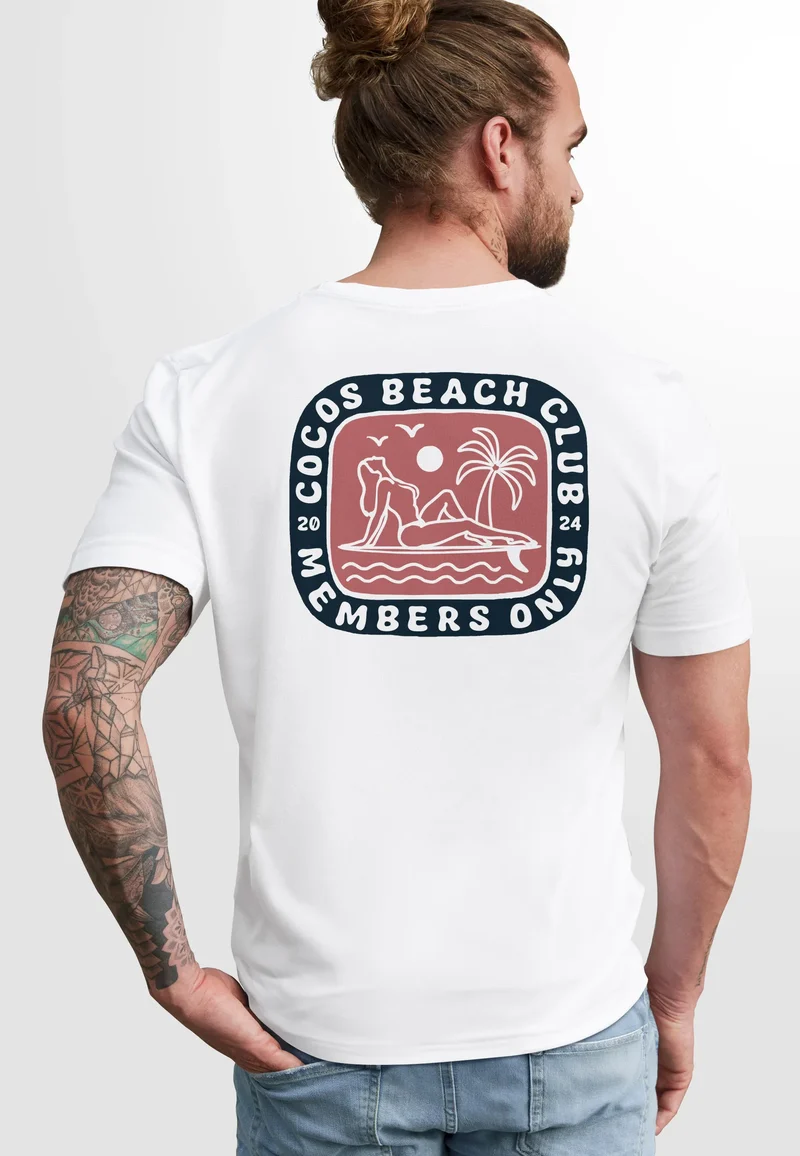Herren T-Shirt Backprint Sommer Sonne Palmen Meer Printshirt Aufdruck Fashion Streetstyle