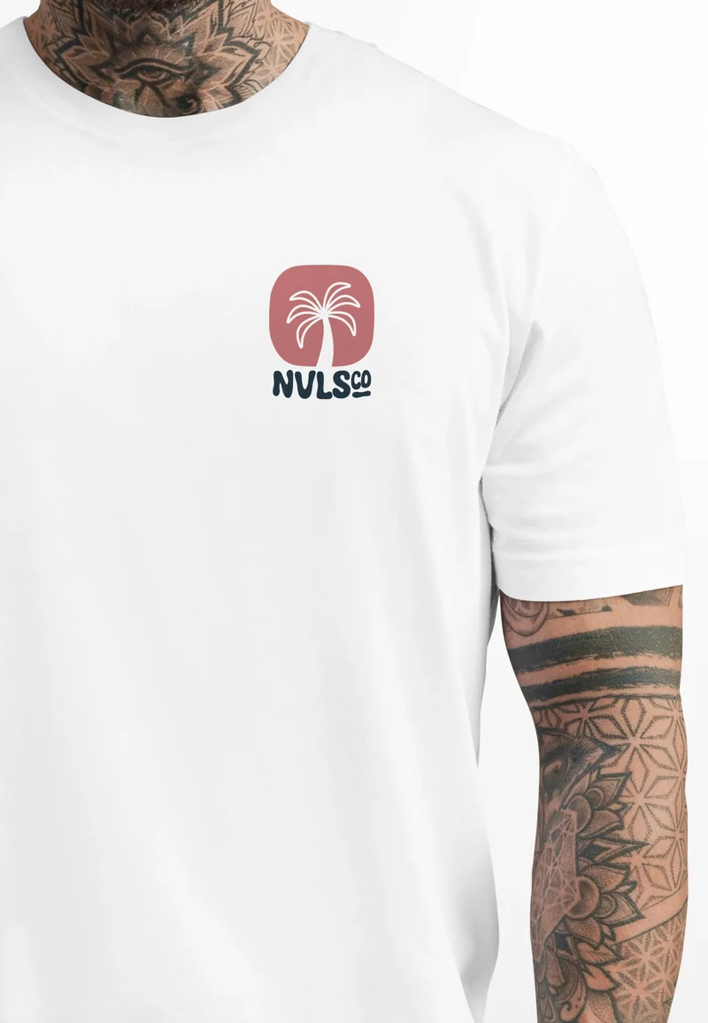Herren T-Shirt Backprint Sommer Sonne Palmen Meer Printshirt Aufdruck Fashion Streetstyle