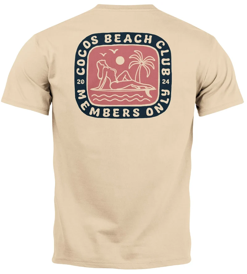 Herren T-Shirt Backprint Sommer Sonne Palmen Meer Printshirt Aufdruck Fashion Streetstyle