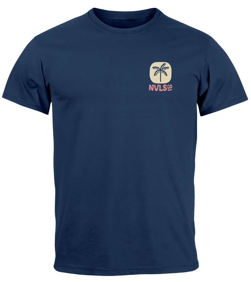 Herren T-Shirt Backprint Surfer Style mit Grafik Aufdruck Malibu Beach Sommer Sonne Fashion