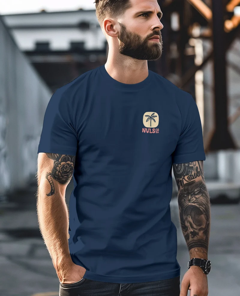 Herren T-Shirt Backprint Surfer Style mit Grafik Aufdruck Malibu Beach Sommer Sonne Fashion