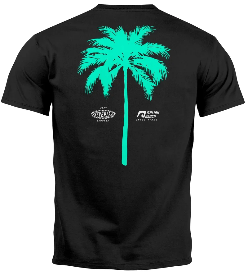 Herren T-Shirt mit Palmen-Print Baumwollstoff und Grafik Aufdruck Sommer Fashion Streetstyle