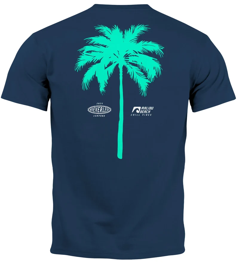 Herren T-Shirt mit Palmen-Print Baumwollstoff und Grafik Aufdruck Sommer Fashion Streetstyle