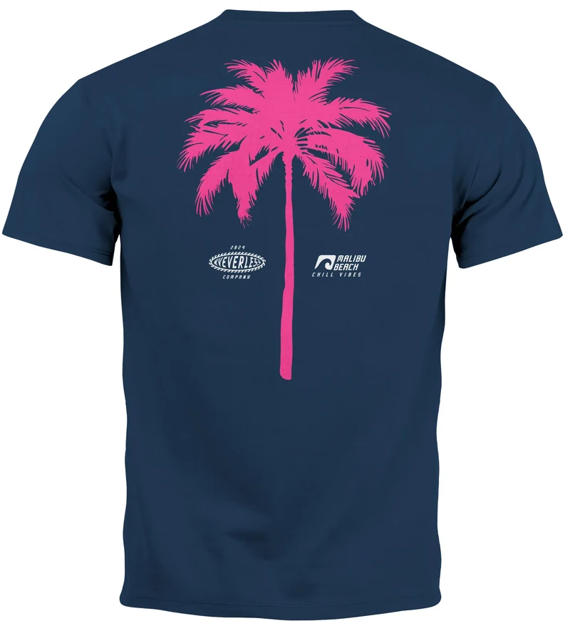 Herren T-Shirt mit Palmen-Print Baumwollstoff und Grafik Aufdruck Sommer Fashion Streetstyle