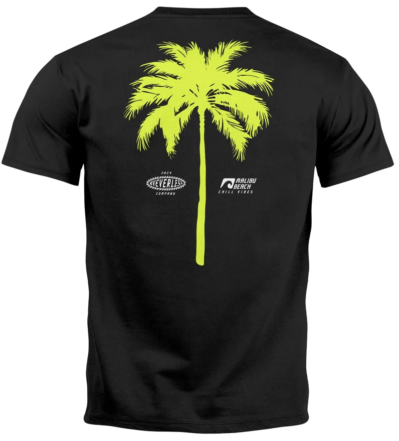 Herren T-Shirt mit Palmen-Print Baumwollstoff und Grafik Aufdruck Sommer Fashion Streetstyle