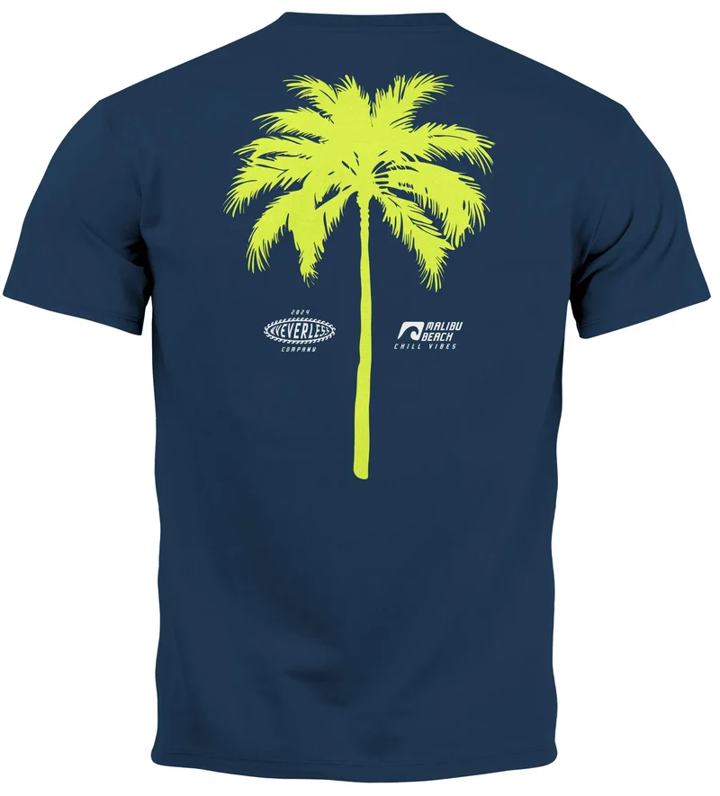 Herren T-Shirt mit Palmen-Print Baumwollstoff und Grafik Aufdruck Sommer Fashion Streetstyle