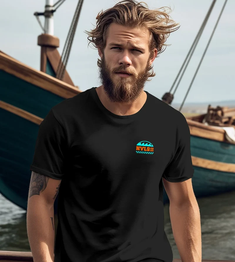 Herren T-Shirt Surfing Surfclub California Retro Motiv Backprint Sommer Streetstyle