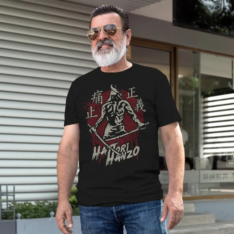 Herren T-Shirt Samurai japanische Schriftzeichen Schriftzug Hattori Hanzo Fashion Streetstyle