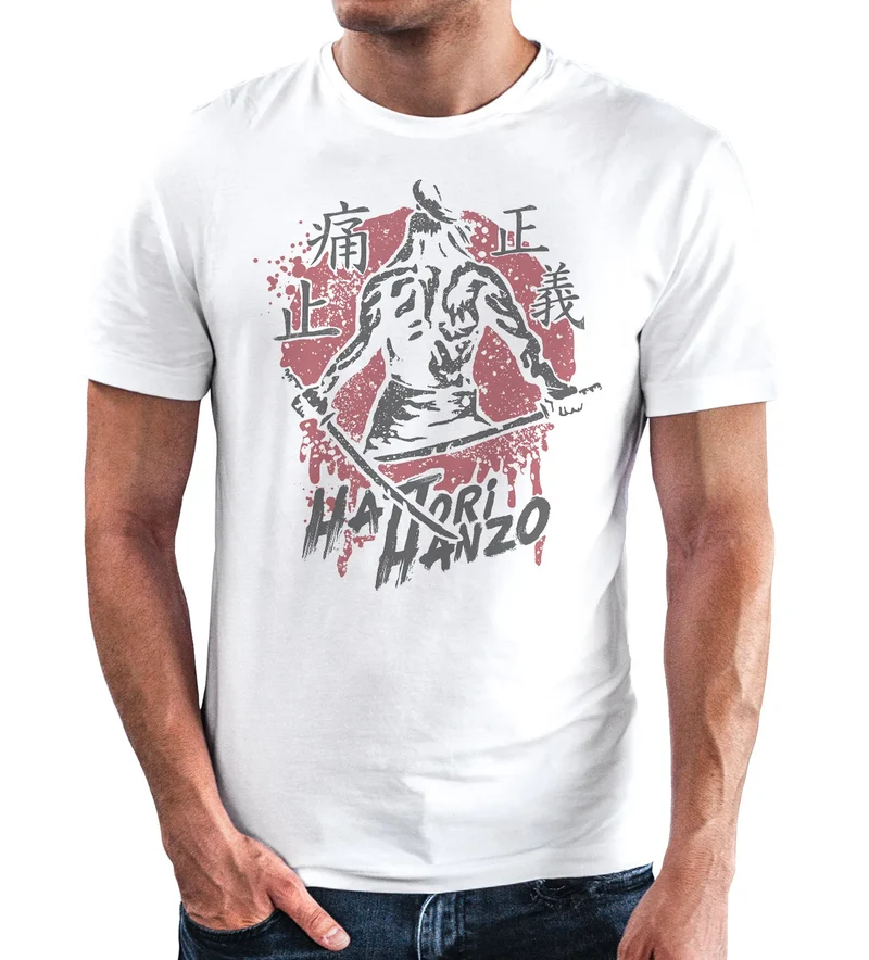 Herren T-Shirt Samurai japanische Schriftzeichen Schriftzug Hattori Hanzo Fashion Streetstyle