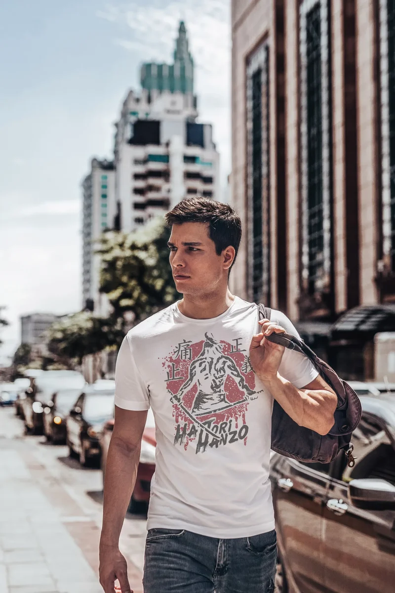 Herren T-Shirt Samurai japanische Schriftzeichen Schriftzug Hattori Hanzo Fashion Streetstyle