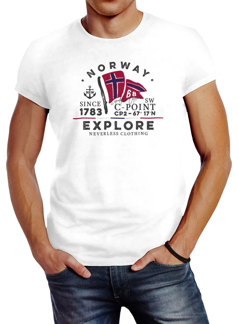 Herren T-Shirt Norway Explore norwegische Flagge Norwegen
