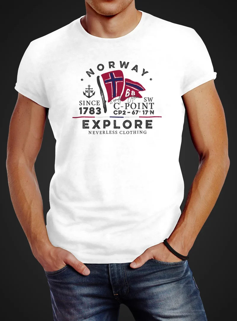 Herren T-Shirt Norway Explore norwegische Flagge Norwegen