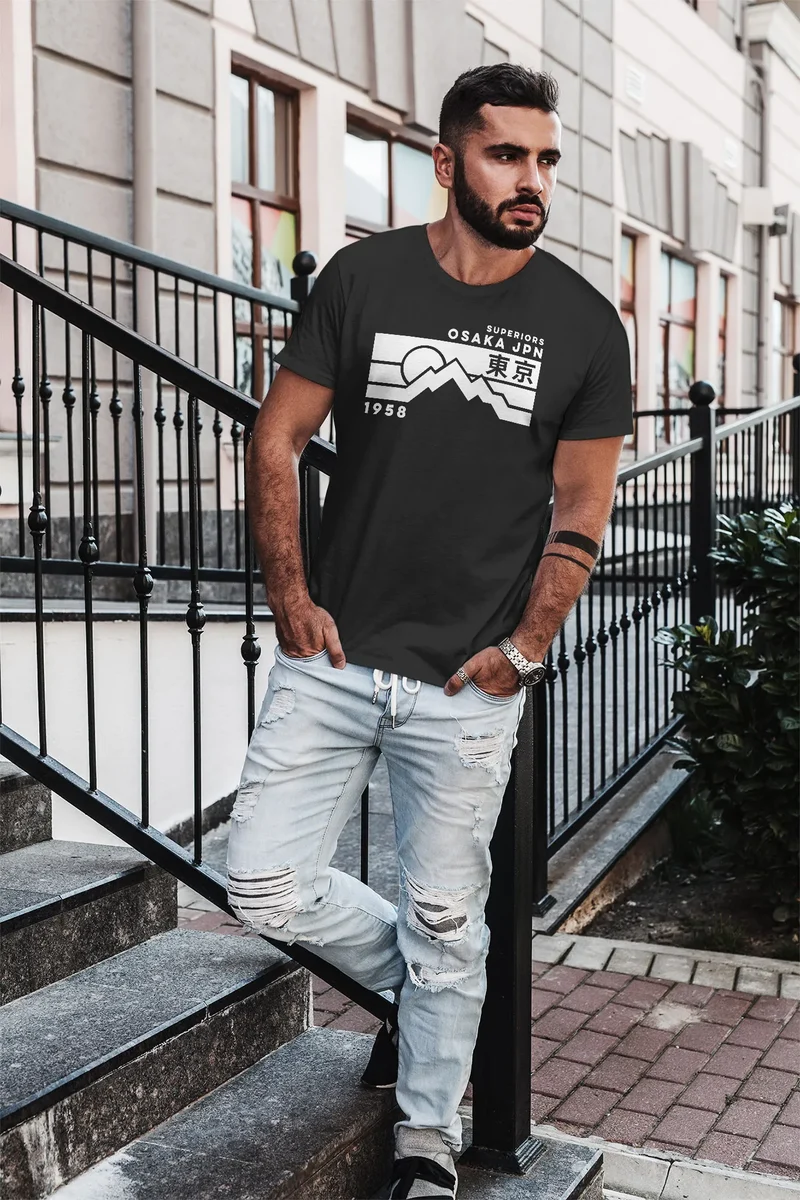 Herren T-Shirt Osaka Japan Superiors Mountain Retro Design Printshirt